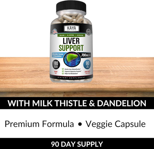 Kaya Naturals Liver Support | Gut Health Supplements for Women and Men | Milk Thistle and Dandelion Root Capsules | Detox Cleanse Liver Supplement...