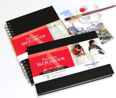 Stillman & Birn Alpha Series Wirebound Sketchbook, 6" x 8", 150 GSM (Heavyweight), White Paper, Medium Grain Surface...