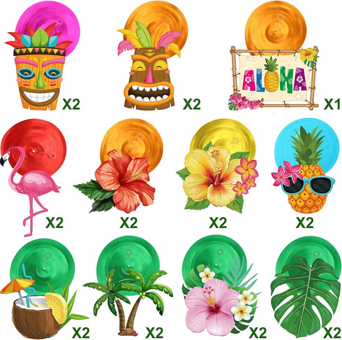 Outus 30 Pieces Hawaiian Luau Birthday Party Hanging Swirl Decorations, Flower Tropical Palm Flamingo Sign Foil Ceiling Decor for Floral Tropical ...