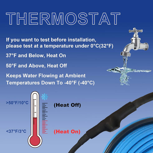 MAXKOSKO 6Ft. 120V Heat Tape for Water Pipes, Self-Regulating Heating Cable for Metal And Plastic Pipes....
