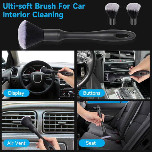 9 Pcs Car Detailing Brush Set No Scratch for Clean Interior or Exterior, Dashboard, Air Vent, Leather Seats, Emblems, Tires, Engine Bay (6 PCS Rep...