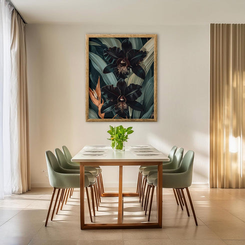 Posterizer 1 pcs-unique dark green flowers for chic home decor-Floral & Botanical Art-Abstract & Modern Art-Decor for Home & Office- UNFRAMED Wall...