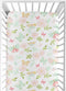 Sweet Jojo Designs Blush Pink, Mint and White Watercolor Rose Baby or Toddler Fitted Crib Sheet for Butterfly Floral Collection...
