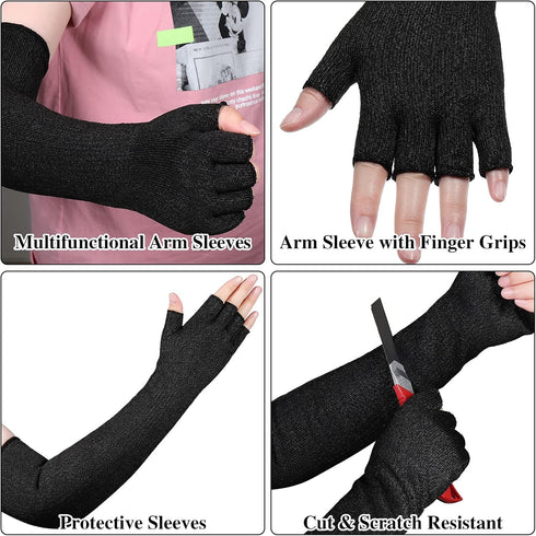 2 Pairs Anti-Cut Protective Sleeves Arm Sleeves Safety Cut Resistant Gloves...