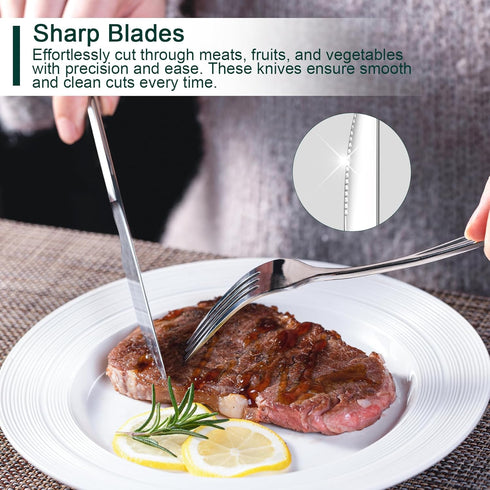 Flatware Set 4 Piece with 2 Dinner Forks Stainless Steel & 2 Dinner Knives,Silverware Set,Fork and Knife Set for Dessert Steak Butter Knives,Table...