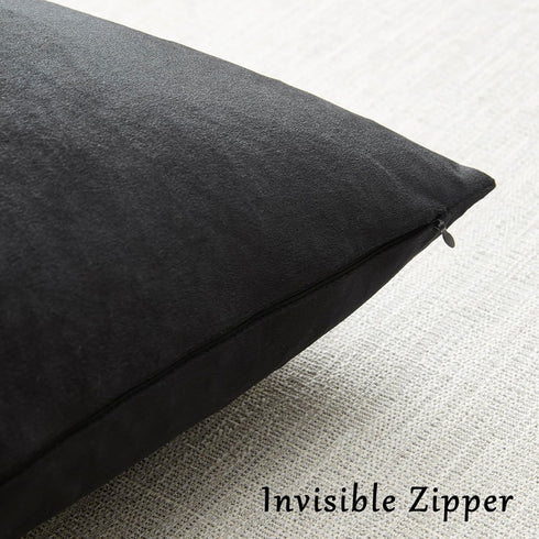 GIGIZAZA Black Velvet Pillow Covers 24x24,Decorative Square Throw Pillows Modern Covers Big Solid Living Room Pillow Cases for Couch Pack of 2...