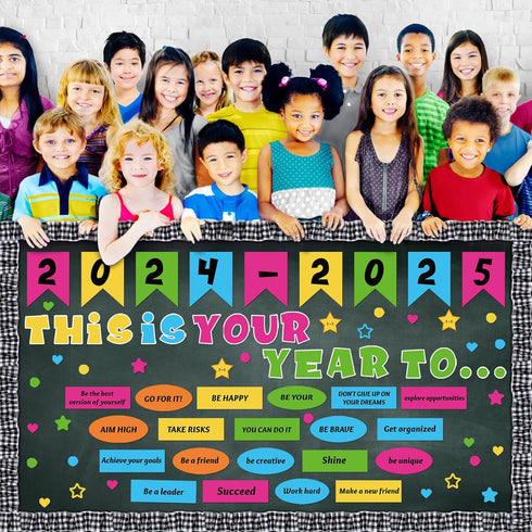 81 Pcs Back to School Bulletin Board Classroom Welcome Bulletin Board Decorations Inspirational Cutouts with White Black Burlap Bulletin Board Bor...