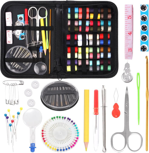 Glarks 132Pcs Sewing Kit, Multifunctional Sewing Supplies Repair Kit with Thread, Sewing Needles, Pins, Scissors, Thimble, Tape Measure, Buttons, ...