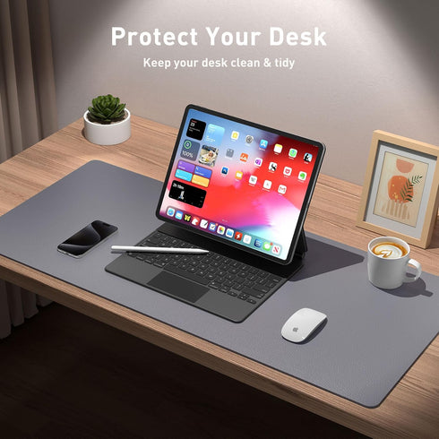 Leather Desk Pad Protector,Mouse Pad,Office Desk Mat, Non-Slip PU Leather Desk Blotter,Laptop Desk Pad,Waterproof Desk Writing Pad for Office and ...