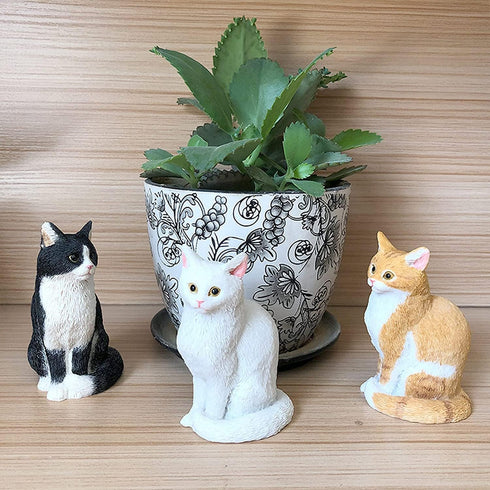 Cat Resin Outdoor Tree Sculpture Gift Garden Terrace Lawn Outdoor Cat Statue (Black)...