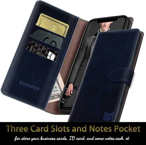 SUANPOT for iPhone X/XS 5.8inch(Non XS Max 6.5") with RFID Blocking Leather Wallet case Credit Card Holder, Flip Folio Book Phone case Shockproof ...