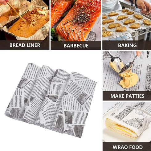 wax Paper Greaseproof Paper Food Packaging Parchment Paper French Fries Burger Cake Sandwich Wrapping Paper Baking Paper Q1. (silver)...