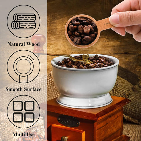 Tebery 8 Pack Wood Measuring Scoops for Canister, 1 Tablespoon Beech Coffee Scoop Measuring Spoons for Coffee Beans, Ground Coffee, Protein Powder...