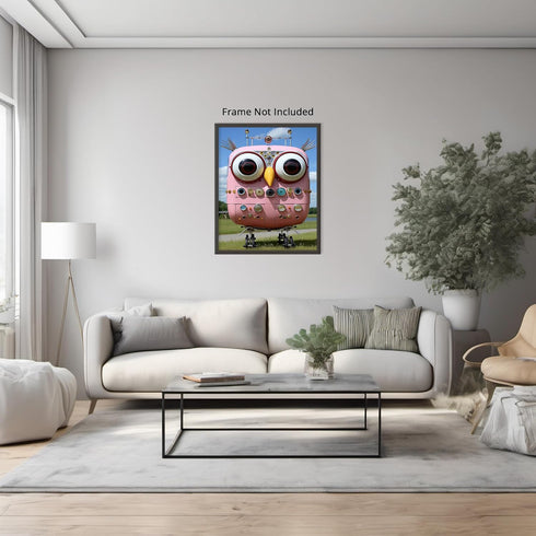Posterizer 1 pcs-cute robotic owl with big eyes-Abstract & Modern Art-Fantasy & Fiction Art-Gift for Girls, Boys, Teens-decor for Girls, Teens Bed...