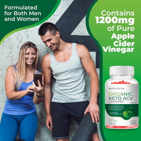Organic Keto ACV Gummies - Sugar-Free Gluten-Free Apple Cider Vinegar Supplement for Women Men - B12 Vegan & Non-GMO (1200mg)...