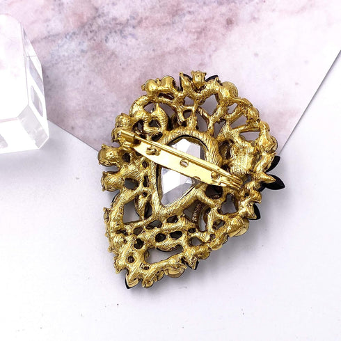 LAXPICOL Women's Vintage Austrian Crystal Elegant Flower Teardrop Brooch Gold Tone...