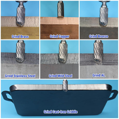 6 Pcs 1/4 Carbide Burr Set 1/4 Shank Die Grinder Bits Drill Bits Grinding Bits for Metal Rotary Tool Attachment Accessories Rasp Weld Wood Stone D...