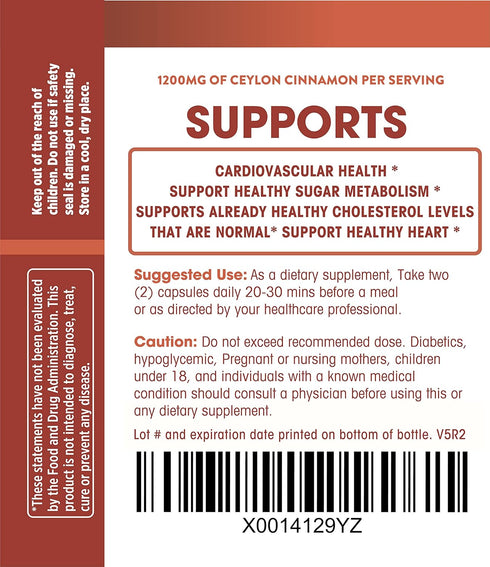 Natures Wellness Organic Ceylon Cinnamon - 1200 mg | Powerful Antioxidant | Maintains Joint Health and Mobility | Non-GMO | 60 Veg Capsules...