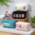 4 Pcs Large Chenille Letter Patch Makeup Bag Skin Stuff Hair Face Bag Preppy Patch Makeup Cosmetic Bag Toiletry Zipper for Women Teen Girl(Letters...