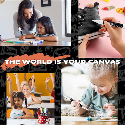 2 Pack White Acrylic Paint Markers, 3-6mm Waterproof Paint Pens for Wood, Canvas, Stone, Rock Painting, Mug, Ceramic, Glass, Metal Surfaces, DIY C...