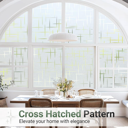 rabbitgoo Window Privacy Film Frosted Glass Window Film, Decorative Privacy Cling, UV Blocking Staic Cling Bathroom Glass Frosting Sticker, Non-Ad...
