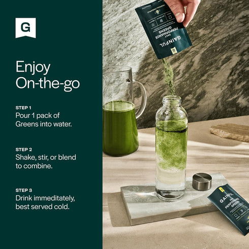 Gainful Daily Performance Greens Powder, Gut Health, Energy, Focus and Immune Support with L Theanine, Organic Greens, Chlorella, Ginger, Green + ...