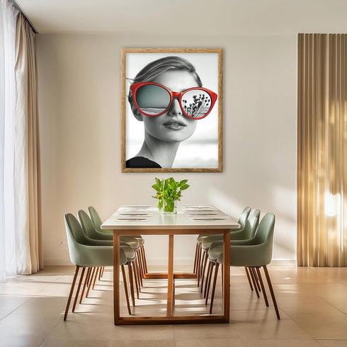 Posterizer 1 pcs-glam woman with red lipstick and oversized sunglasses-retro print -2-Retro Art-Photography Art- Gift for Women, Fashionistas, Des...