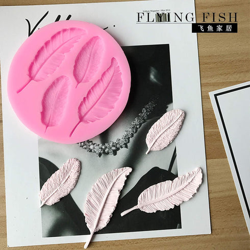 2 Pcs Pink Silicone Feather Mold, Silicone Soap Mold 3D Baking Molds for Cupcake Fondant Chocolate, Pudding, Soap, Ice Cube, Cake Cupcake Decorati...