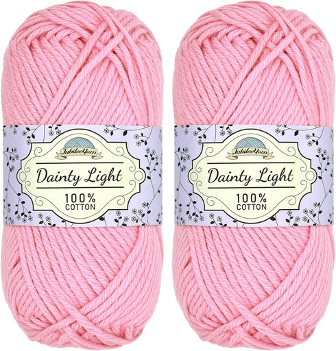JubileeYarn Dainty Light Yarn - 100g/Skein Worsted Weight Cotton - 103 Marina Pink - 2 Skeins...