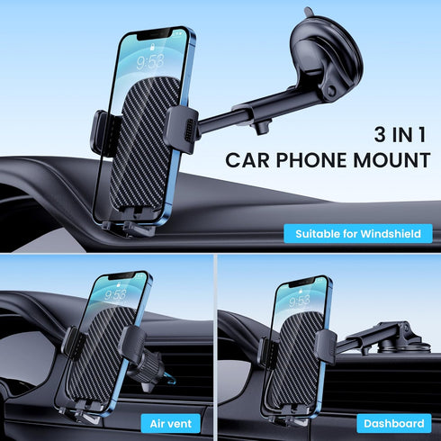 Qifutan Car Phone Holder Mount Phone Mount for Car Windshield Dashboard Air Vent Universal Hands Free Automobile Cell Phone Holder Fit for iPhone ...