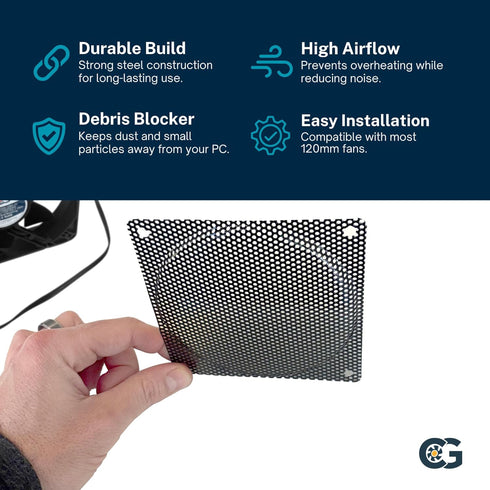 120mm Black Steel Mesh Filter Grill w/1.1mm Diameter Hole...