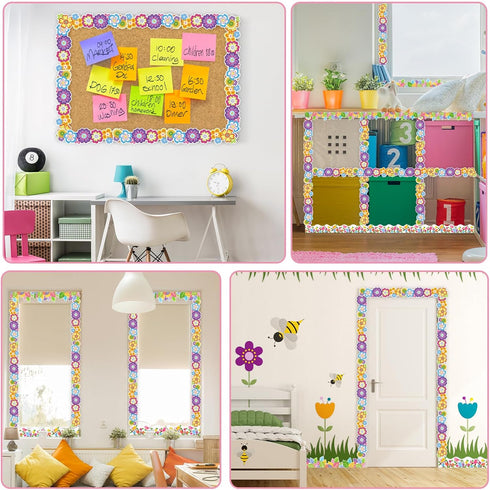 Spring Bulletin Board Border,Spring Borders for Bulletin Board Decorations,Spring Bulletin Board Decorations for Classroom with 200 Glue Point Dot...