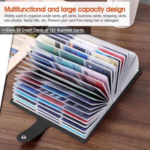 RFID Credit Card Holder for Women & Men, Large Business Card Holder and Credit Card Organizer, Credit Card Organizer with 96 Card Slots,Store All ...