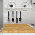 Dseap Pot Rack - Pots and Pans Hanging Rack Rail with 8 Hooks, Double Bars, Pot Hangers for Kitchen, Wall Mounted, White...
