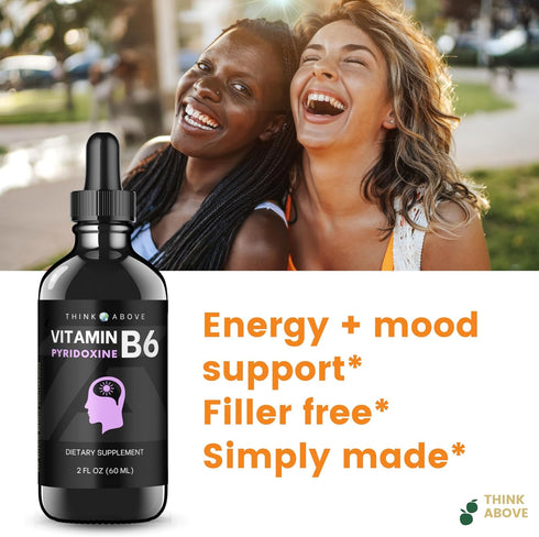 Vitamin B6 Liquid Drops - Pyridoxine hcl - B6 Vitamins Support Brain Function, Immune System, Nervous System and Mood - 17 mg 1000% DV - Gluten an...