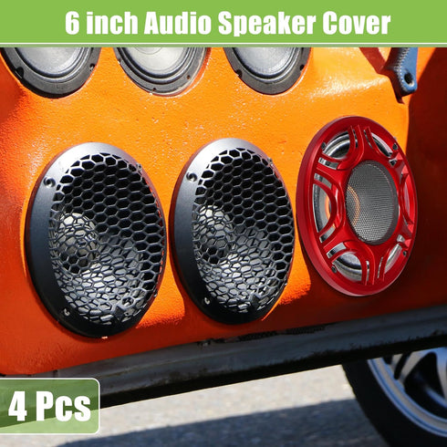 ACROPIX Universal 6" Car Speaker Grills Cover Mesh Round 6 Inch Audio Speaker Subwoofer Guard Protector Case with Mounting Screws Iron Red - Pack ...