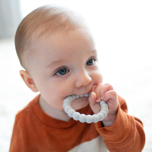 Dr. Brown's Flexees Beaded Teether Rings, 100% Silicone, Soft & Easy to Hold, Encourages Self-Soothe, 3 Pack, Black, White, Gray, BPA Free, 3m+...