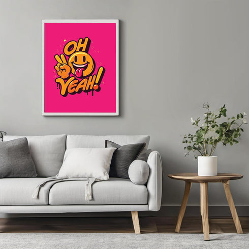 Posterizer 1 pcs-Oh Yeah- Positive Girly Minimalistic Wall art-Abstract & Modern Art-Gift for Daughter, Son, Kids-Living Room Bedroom Decor- UNFRA...