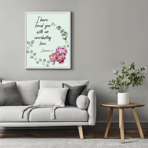 Posterizer 1 pcs-Love Bible Verse -Floral wall art-Religious Posters-Gift for Men Women Entrepreneur Teens-Gifts for Christians - Living Room Bedr...
