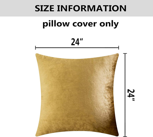 Home Brilliant Gold Pillow Covers Square Velvet Euro Shams for Patio Modern Large Throw Pillowcases for Living Room Sofa Decorations, 24x24 inch(6...