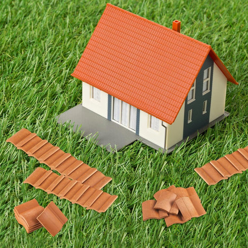Roof Tiles Model Building Set Miniature Tiles Roof Tiles Dollhouse Shingles Fake Tiles Model Landscape Accessories for DIY Kitchen Garden Diorama ...