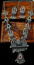 Ethnic Designer Traditional Indian Afghani Antique Silver Oxidized Black Polish Trishul Long Necklace Jewelry...
