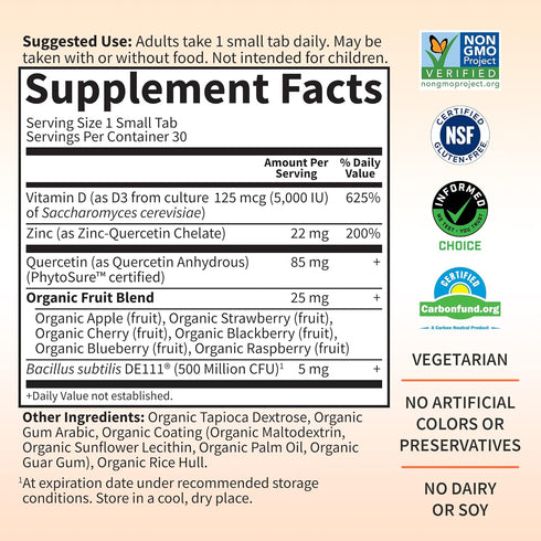 Garden of Life Quercetin Zinc Once Daily Immune Support Supplement with Vitamin D3 for Bone Health, Breast Health & Skin Health, Dr Formulated - G...