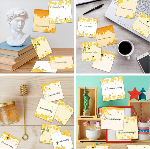 9 Pieces Bee Sticky Notes 3x3 Inch Cute Bee Note Pads Adesive Bee Memo Notes for School Office Home Supplies Students Teachers Gift...