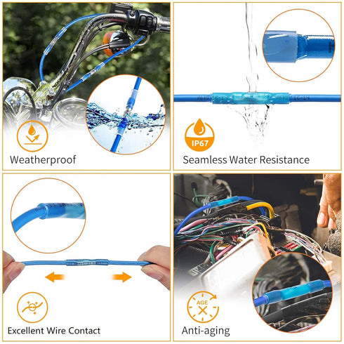 Heat Shrink Butt Connectors Kit 210 PCS 26-12 AWG Insulated Butt Splice Connectors Heat Shrink Wire Connectors, Marine Grade Waterproof Butt Splic...