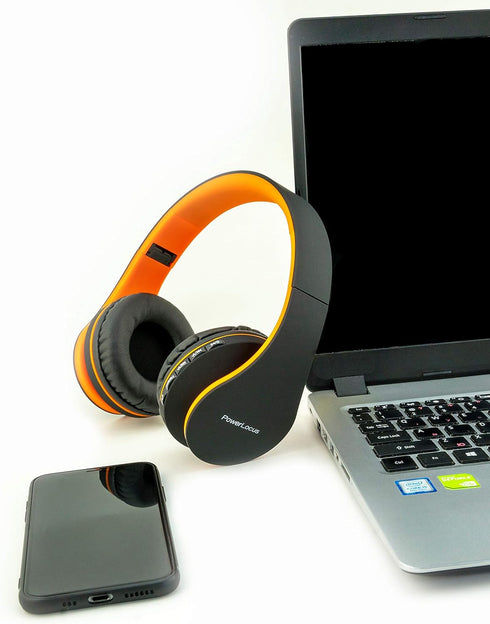 PowerLocus Wireless Bluetooth Over-Ear Stereo Foldable Headphones, Wired Headsets Rechargeable with Built-in Microphone for iPhone, Samsung, LG, i...