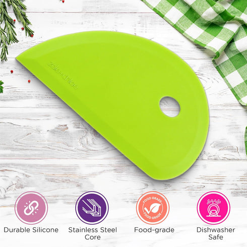 Zoie + Chloe Multipurpose Silicone Bowl Scraper - Dough Scraper for Cleaning Mixing Bowls, Baking Pan - Silicone Scraper Spatula For Painting, Smo...
