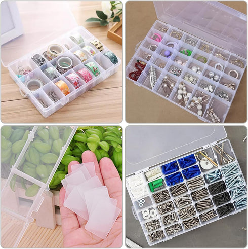 2Pack 18 Grids Craft Organizers and Storage Bead Organizer Tackle Box Organizer with Adjustable Divider, Plastic, Clear...