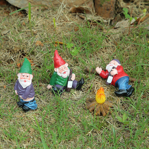 4Pcs Miniature Garden Gnome Set, Wizard Gnome 3D Dwarves Fairy Garden Gnome Statue Kit, Mini Outdoor Sculpture Garden Figurine Decoration for Lawn...