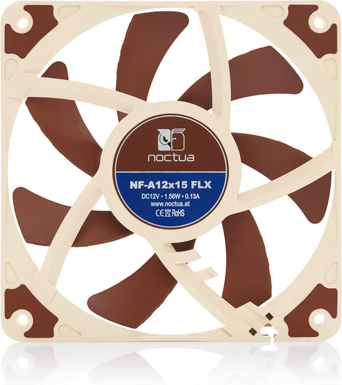 Noctua NF-A12x15 FLX, Premium Quiet Slim Fan, 3-Pin (120x15mm, Brown)...